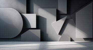 3d rendering of abstract wall with geometric shapes photo