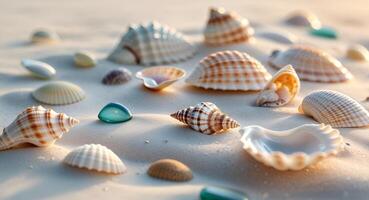 Whimsical Coastal Art Composition with Shells photo