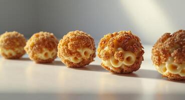 Four Fried Mac and Cheese Balls in a Row photo