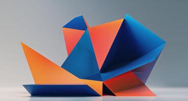 Abstract Blue and Orange Geometric Structure. photo
