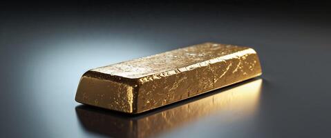 Solid Gold Bar Shining Bright on Reflective Surface Display photo