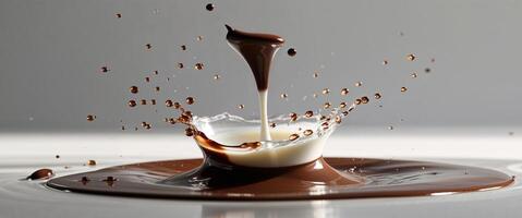 chocolate dropped into milk creating a splash. photo