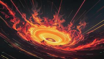 Vivid cosmic vortex with fiery and digital elements creating a stunning visual effect photo