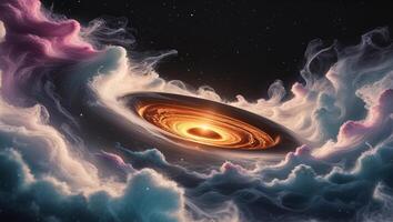 Cosmic Donut Galaxy with Colorful Frosting Planets and Molten Chocolate Black Hole photo