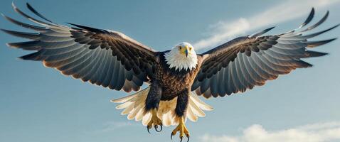 Slow motion eagle soaring with wings extended. photo