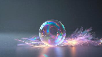 A bubble with colorful light coming out of it photo