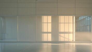 Sunlight streaming through the windows of a modern classroom photo