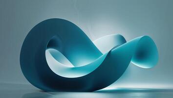 Deep Blue Aquamarine Gradient Abstract Design with Curved Shapes and Ambient Light. photo