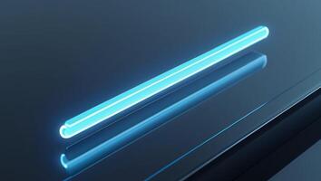 Futuristic Neon Blue Hovering Progress Bar Glowing on Sleek Black Background Loading the Future. photo