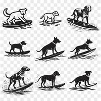 Surf's Up with a Canine Twist black and white illustration clean white background vector