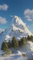 A snow covered mountain with trees and snow photo