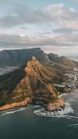 Table mountain and cape town from above photo
