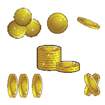 pixel art set of coin