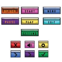 set of menu pixel game interface elements vector
