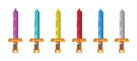 swords set pixel art for arcde game vector