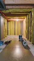 A room with insulation and tools in it photo
