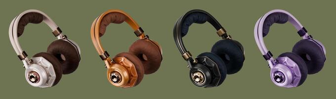 Luxury headphone design set pack isolated bakcground 3d realistic rendering photo