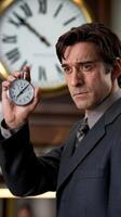 Man holding a clock photo