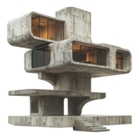 An abstract concrete building with an unusual and futuristic design png