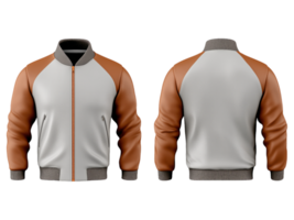 A front and back view of a jacket with the zipper png