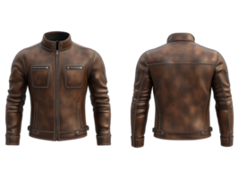 A Leather Jacket with Front and Back Views png