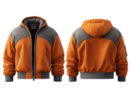 A vibrant orange jacket showing the front and back views png