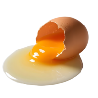 An egg is broken in half on a black background png