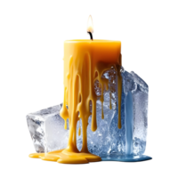 A candle with melting ice on top of it png