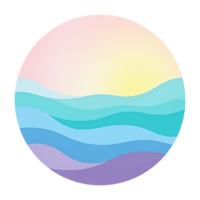 Circle with waves and sun in the transparent background png