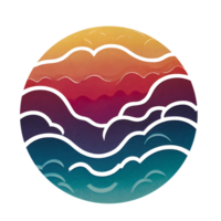 a circle with waves and clouds on it png