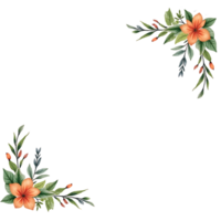 aguarela floral quadro, Armação com laranja flores e folhas em uma transparente fundo png