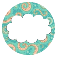 uma círculo com uma nuvem dentro a meio, com uma padronizar em a fundo png