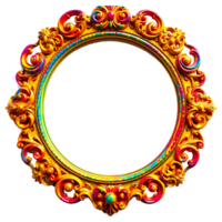 a colorful ornate frame with a gold frame png