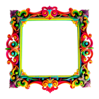 colorful frame with ornate design on transparent background png