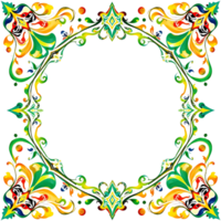 an ornate frame with colorful flowers and leaves transparent background png
