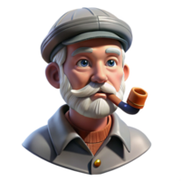vibrant modern extraordinary artistic Portrait of a weathered old sailor with a pipe in his mouth, his face etched with wrinkles, lit by the harsh glare of the midday sun, photorealistic style,... png