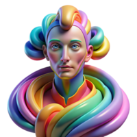 dramatic rustic serene abstract Portrait of an abstract figure composed of swirling colors and shapes, dynamic lighting, psychedelic art style, exclusive professional png