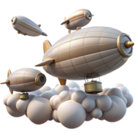 beautiful rustic wonderful artistic A fleet of airships soaring through a cloudy sky, soft, diffused sunlight, steampunk style professional genuine png
