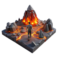 dramatic abstract elegant rustic A lone wanderer traversing a desolate, volcanic landscape, fiery, dramatic lighting, apocalyptic style 4K original png