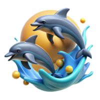 wonderful traditional extraordinary contemporary A playful pod of dolphins leaping and spinning in the ocean waves, with the sun glinting off their wet skin, portrayed in a dynamic, action-packed... png