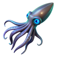 stunning artistic serene classic A giant squid gracefully swimming through the deep ocean, bioluminescent algae illuminating its tentacles, in a surreal, otherworldly style high resolution genuine png