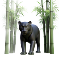 vibrant traditional elegant artistic A sleek black panther prowling through a dense bamboo forest, with dappled sunlight filtering through the leaves, in a dramatic, film noir style professional... png