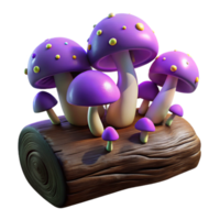 stunning abstract dramatic minimalist A cluster of vibrant mushrooms growing on a fallen log, dark, moody lighting, fantasy art style exclusive high resolution png