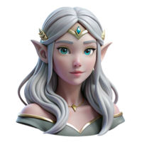 wonderful rustic dramatic artistic Portrait of a beautiful elven princess with long flowing silver hair, delicate features, and a serene expression, lit by soft moonlight authentic high resolution png