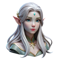 extraordinary vintage wonderful artistic Portrait of a beautiful elven princess with long flowing silver hair, delicate features, and a serene expression, lit by soft moonlight high resolution 4K png