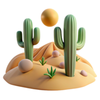 serene minimalist serene vintage A desert landscape with towering cacti and sand dunes, harsh sunlight, minimalist style genuine high resolution png