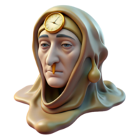 serene classic wonderful vintage A surreal portrait of a melting clock draped over a human face, in the style of Salvador Dali, with muted colors and a dreamlike atmosphere 4K premium png