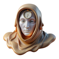 serene contemporary magnificent minimalist A surreal portrait of a melting clock draped over a human face, in the style of Salvador Dali, with muted colors and a dreamlike atmosphere premium exclusive png