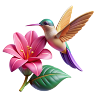 stunning minimalist magnificent contemporary A tiny hummingbird hovering near a vibrant fuchsia flower, intricate details, soft focus, warm morning light, Art Nouveau style 4K exclusive png