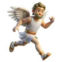 vibrant rustic beautiful classic Hermes, messenger of the gods, running with winged sandals, motion blur effect, Cubist style high quality detailed png